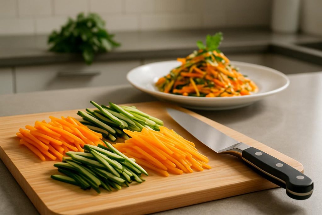 apprenez à couper vos légumes en julienne rapidement et facilement grâce à nos techniques simples et efficaces, idéales pour des plats savoureux et bien présentés.